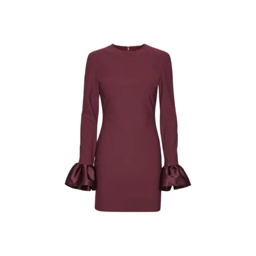 Rotate Флисовое Платье с Длинными Рукавами Мини Платье Бордового Цвета Длинное Платье с Длинными Рукавами Женское