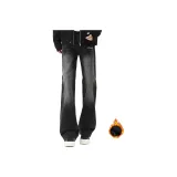 Чёрный Серый Джинсы [Утолщённый и с Флисовой Подкладкой]