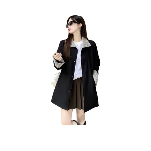 SIXUSICHOU Черный Двусторонний Женский Тренч