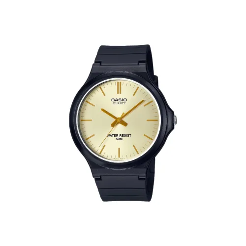 CASIO Analog Collection Кварцевый механизм Смольный ремешок Часы Мужские Золотистый циферблат