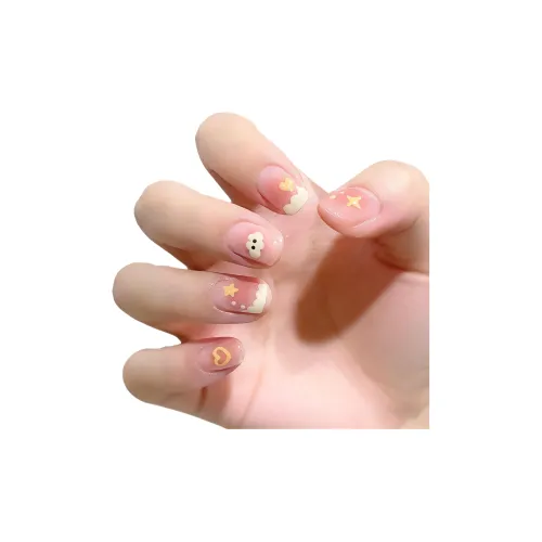 OUYUJI Ручная работа Искусственные Ногти Декоративные Ленты Овал Короткий Круглый ЛАДДЕР Абрикос Румяна Стойкий Милый