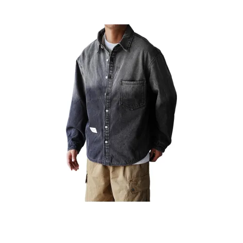 ZHANDASHUAI Черный Серый с флисовой подкладкой мужские рубашки