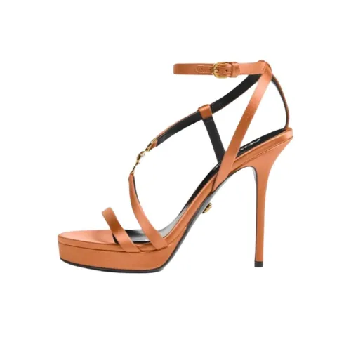 VERSACE Medusa '95 One Ремень Сандалии 11,5 см Женские Коричневый Черный