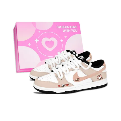 Nike Dunk Черный Белый Мягкий Нежно-розовый Устойчивый к истиранию Низкий Топ Скейтборд Кроссовки Унисекс Розовый