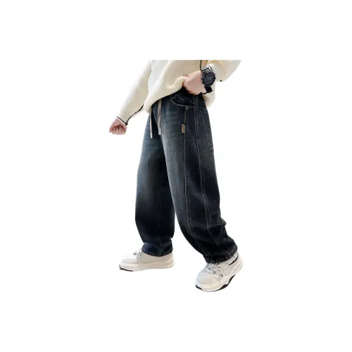 ЮЙЧЖАОЛИНЬ Синий Серый Флисовая подкладка MF2716 Школьные Джинсы