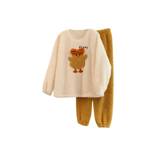 HAPG Белый топ + Желтые штаны Женские комплекты пижам