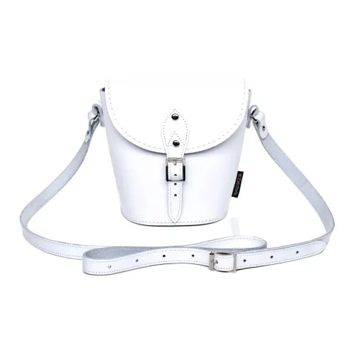 Zatchels Кожа Ведрообразная Сумка Плечевая Сумка Маленькая Женская Белая