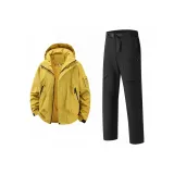 Желтое пальто + серые штаны