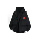 Черный жилет с флисовой подкладкой, черный с красным логотипом WY-FF в виде ромашки