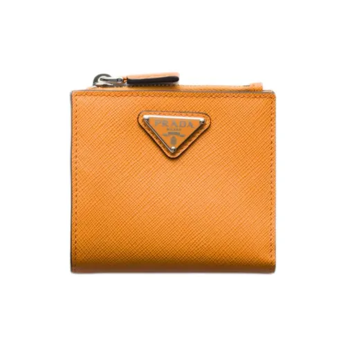PRADA Saffiano Телячья кожа Кошелек Маленький Мужской Амбер