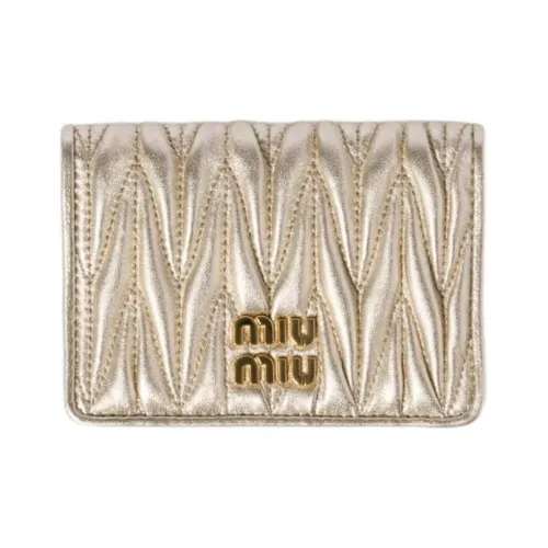 MIU MIU Matelassé Овечья шкура Держатель для карт Женские Желтый Лимонит