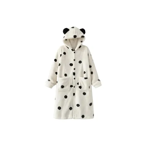 HAPG Черный с белыми точками Женские Банные халаты