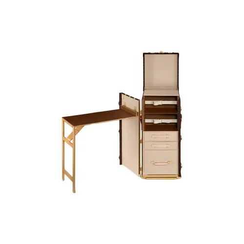 LOUIS VUITTON Кожа Хранение Коробка Твердый Чехол Унисекс Коричневый Бежевый