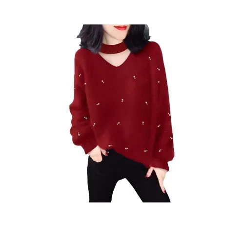 Mu Xiao Xin Красный С подарками MU Xiaoxin Бренд Наклеенный Женские Трикотаж