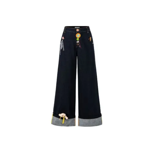 13 DEMARZO TAILOR Медведь Пуговица Джинсы Женские