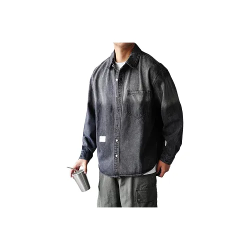 ZHANDASHUAI Черный Серый Цвет Унисекс Рубашки