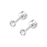 2 мм Звёздный Белый Спиральные Серьги-гвоздики [1 пара] Медицинская Сталь Титана