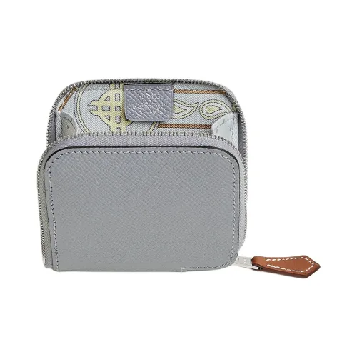 HERMES Silk'In Epsom Телячья кожа с BARENIA Телячья кожа Кошелек Женские PANTONE Серый Платиновый серый Milton Желтый