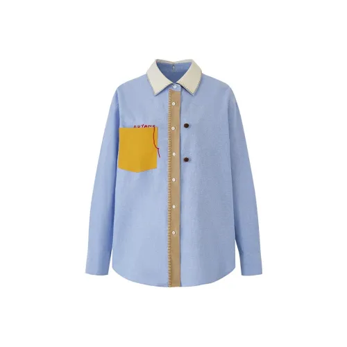 Ouyang Ручная работа Синий Женская Рубашка