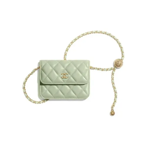 CHANEL Little Golden Ball Овечья кожа Сумка через плечо Стандартная Женская Светло-зеленая