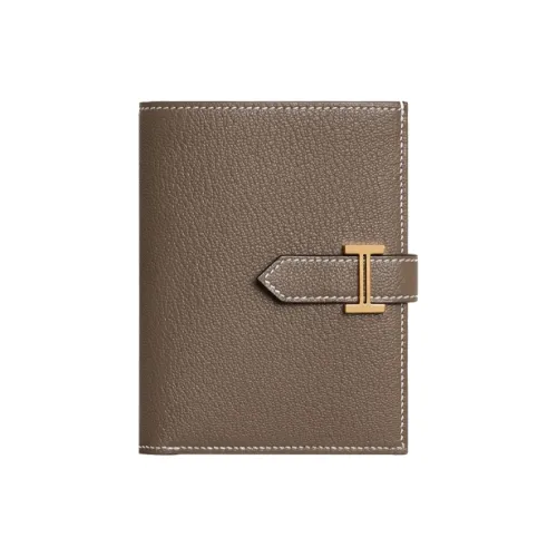 HERMES Bearn Mysore Шевро Кошелек Женские 18 этуп слоново-серый