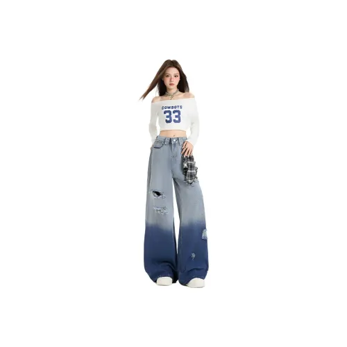 SPICEMONSTER Синий Градиентный Женские Джинсы