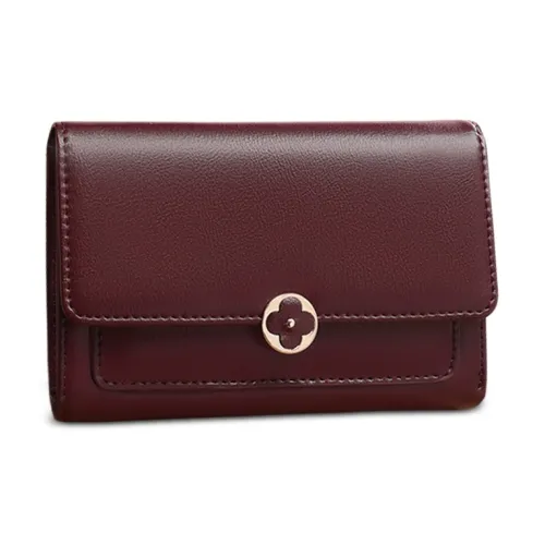 VINEY Кошелек из коровьей кожи стандартный женский бордовый светло-розовый