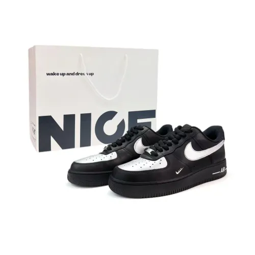 Nike Air Force 1 Темный Лазурь Silver Wing Устойчивые к истиранию Низкие Кроссовки для скейтбординга Унисекс Серебристо-черный