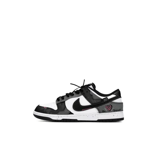 Nike Dunk Чернила Пудра Love Letter Slip-resistant Abrasion-resistant Низкий топ Детские Скейтбординги Черный Розовый Унисекс