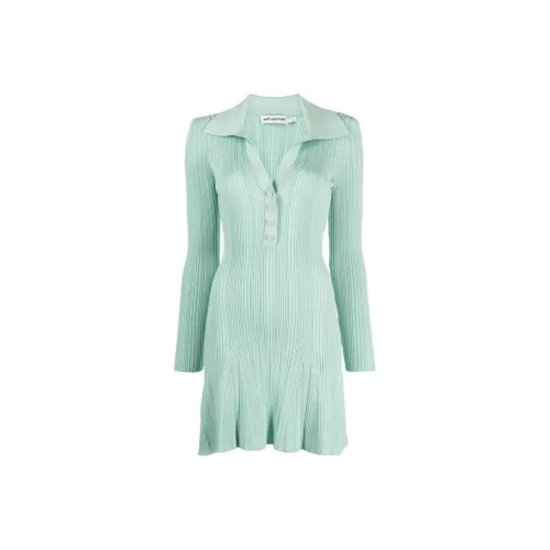 Self Portrait Длинное Платье с Длинными Рукавами Женское Мятно-Зеленый