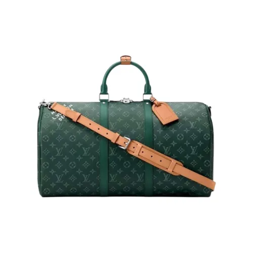 LOUIS VUITTON Keepall Бренд Classic Monogram Полностью с принтом Одно плечо Сумка Мужская Ель Зеленый