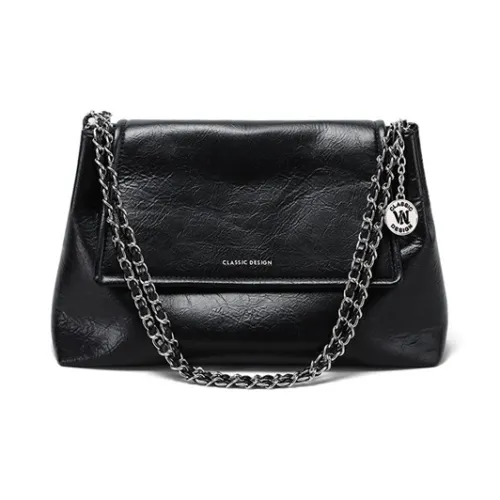 PESASRIE Корова Кожа с Синтетической Кожей Плечевая Сумка Стандартная Женская Черная