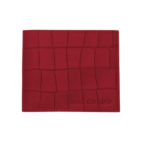 LONGCHAMP Croco Block Крокодиловый узор Коровья кожа Кошелек Мужской Красный