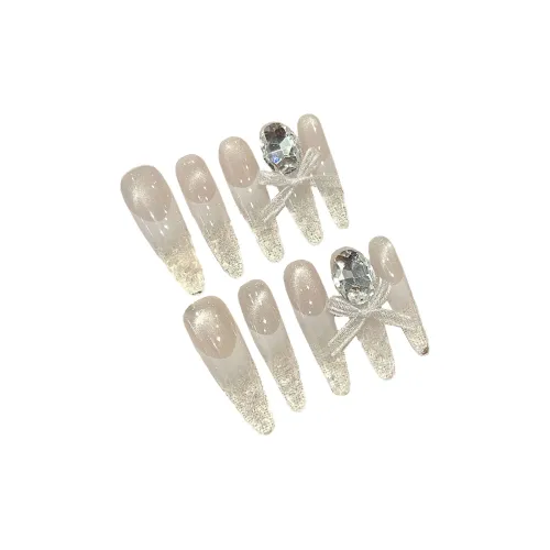 SHAQINUO Cool Glaze Французский Кошачий глаз Блестящий розовый Ромб Ручной работы Кожа Флиртовальный Ногти 35 мм