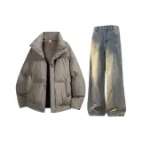 Gray Top + Yellow Denim Jeans  
Серый топ + желтые джинсы из денима