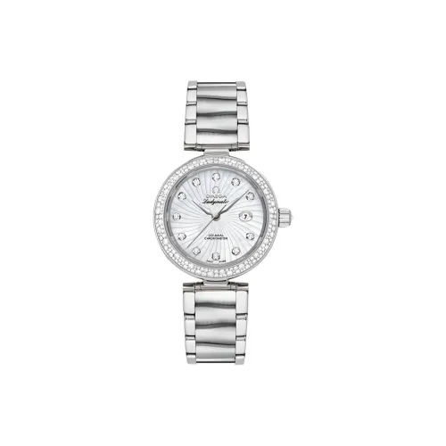 OMEGA Автоматический Механический Movement Женские Saucer Fly Series LADYMATIC Часы Жемчужная раковина Цвет