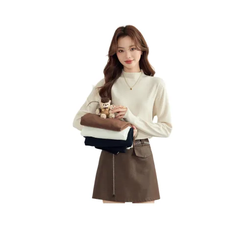 MENGXIAOQI Бежевый Женский Трикотаж