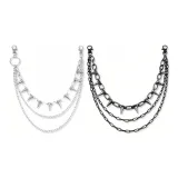 Шипы, многослойная цепь, подвеска (серебряная + черная)