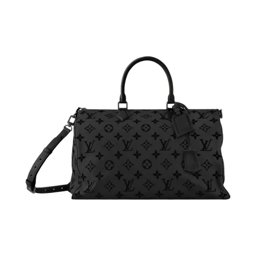 LOUIS VUITTON Speedy Кожаная отделка Pillow Bag Сумка через плечо Сумка Дорожная сумка Мужская Черная