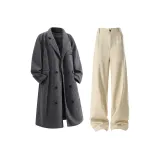 Темно-серые + абрикосовые костюмные брюки