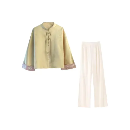 DITB Желтый топ + штаны женские повседневные костюмы