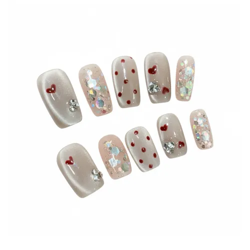 XNTX False Nail Патч False Nail Короткий Квадрат Мягкий Color Series Телесный Coquette