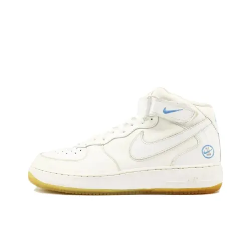 Nike Air Force 1 Амортизация Износостойкий MID Топ Скейтборд Кроссовки Унисекс Белый