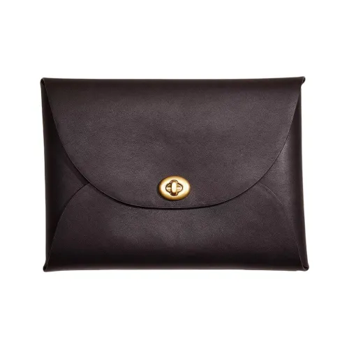 COACH Pouch Галечная кожа Мелочь Кошелек Клатч Мини Женский Черный