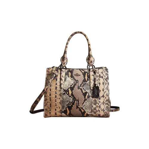 COACH Crosby Кожа Сумка через плечо Сумка Большая Женская Серый и Коричневый