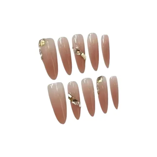 T Z Sunset Goddess Premium Soft Elegance Crushed Brick False Nail Almond Mid Long Blush Smudge Flashing