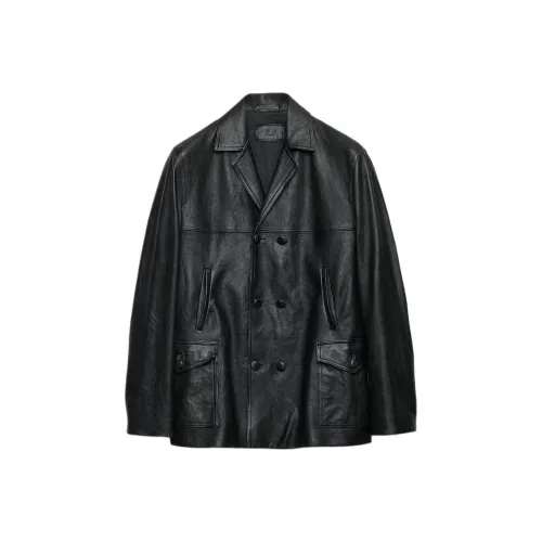 PRADA Мужские черные кожаные куртки