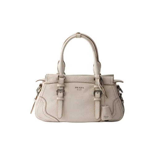 PRADA Замша Сумка Большая Женская Мел Белый