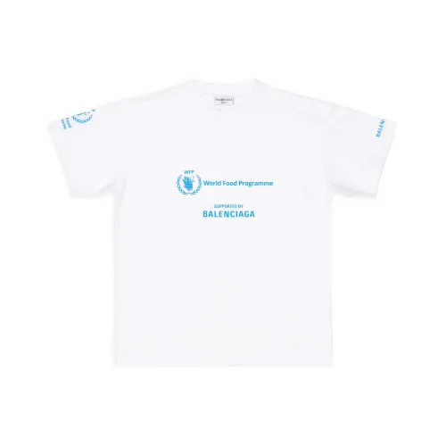 Balenciaga x WFP FW22 Рукав с оборванным плечом T-рубашка Женская Белая Свободный крой