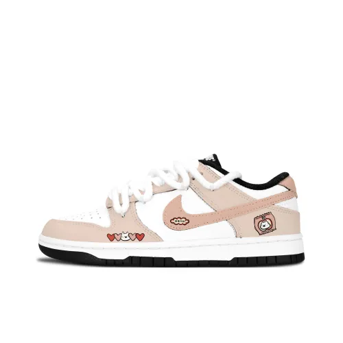 Nike Dunk Черный Белый Мягкий Нежно-розовый Устойчивый к истиранию Низкий Топ Скейтборд Кроссовки Унисекс Розовый